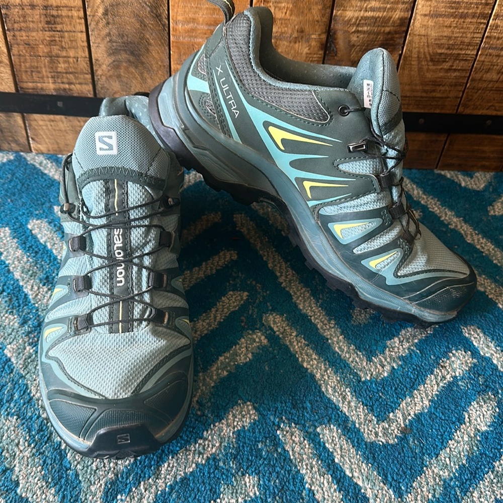 Salomon X Ultra Trail Shoes - Teal and Yellow